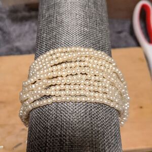Vintage multi strand faux tiny pearls bracelet